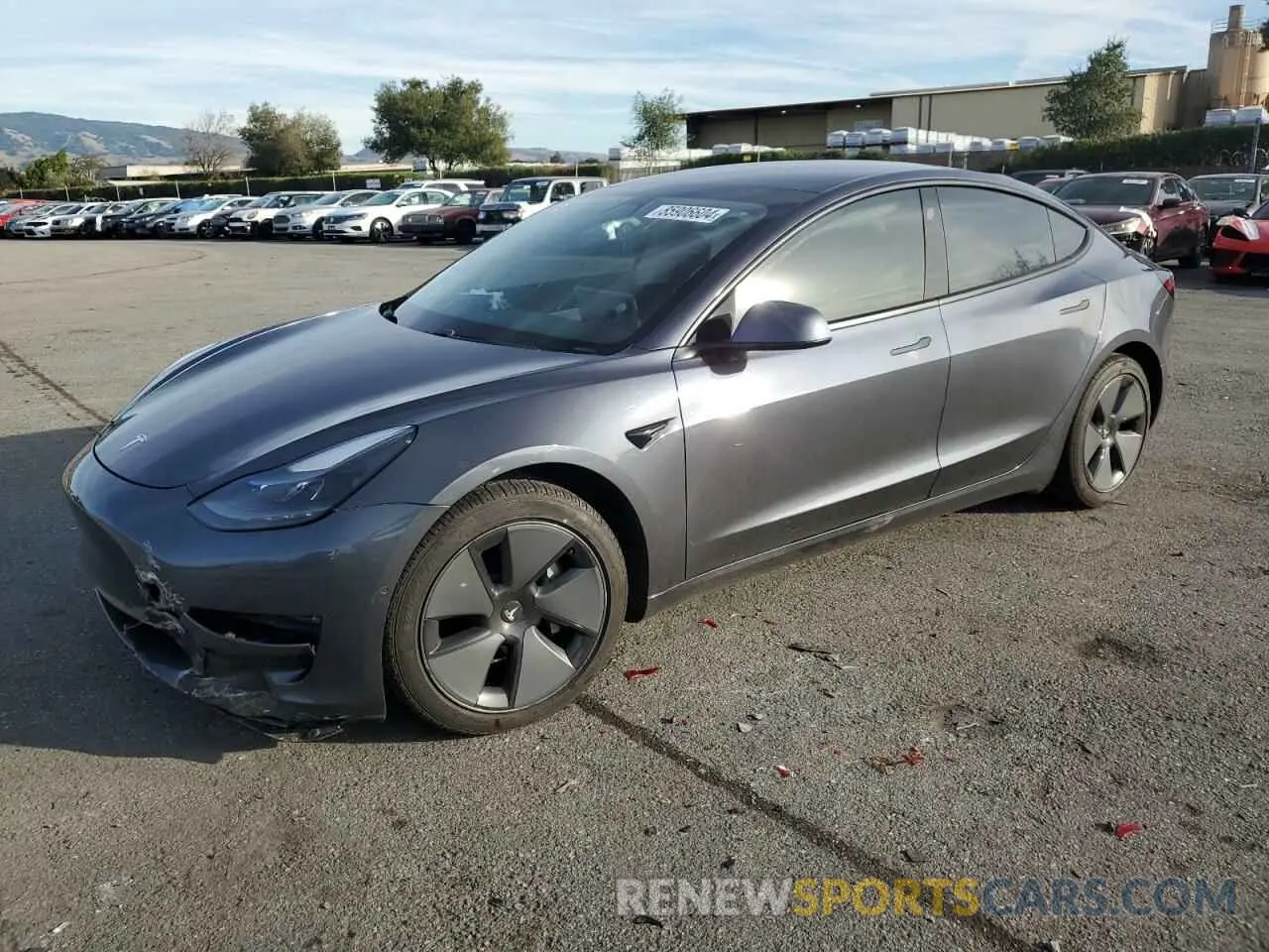 1 Photograph of a damaged car 5YJ3E1EBXMF927108 TESLA MODEL 3 2021