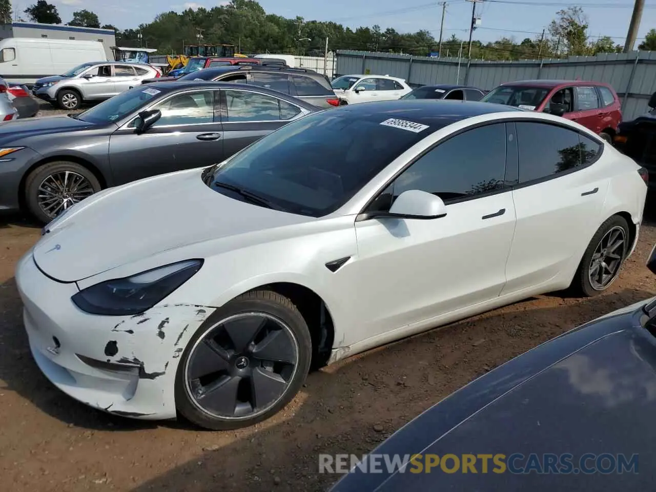 1 Photograph of a damaged car 5YJ3E1EBXMF979130 TESLA MODEL 3 2021
