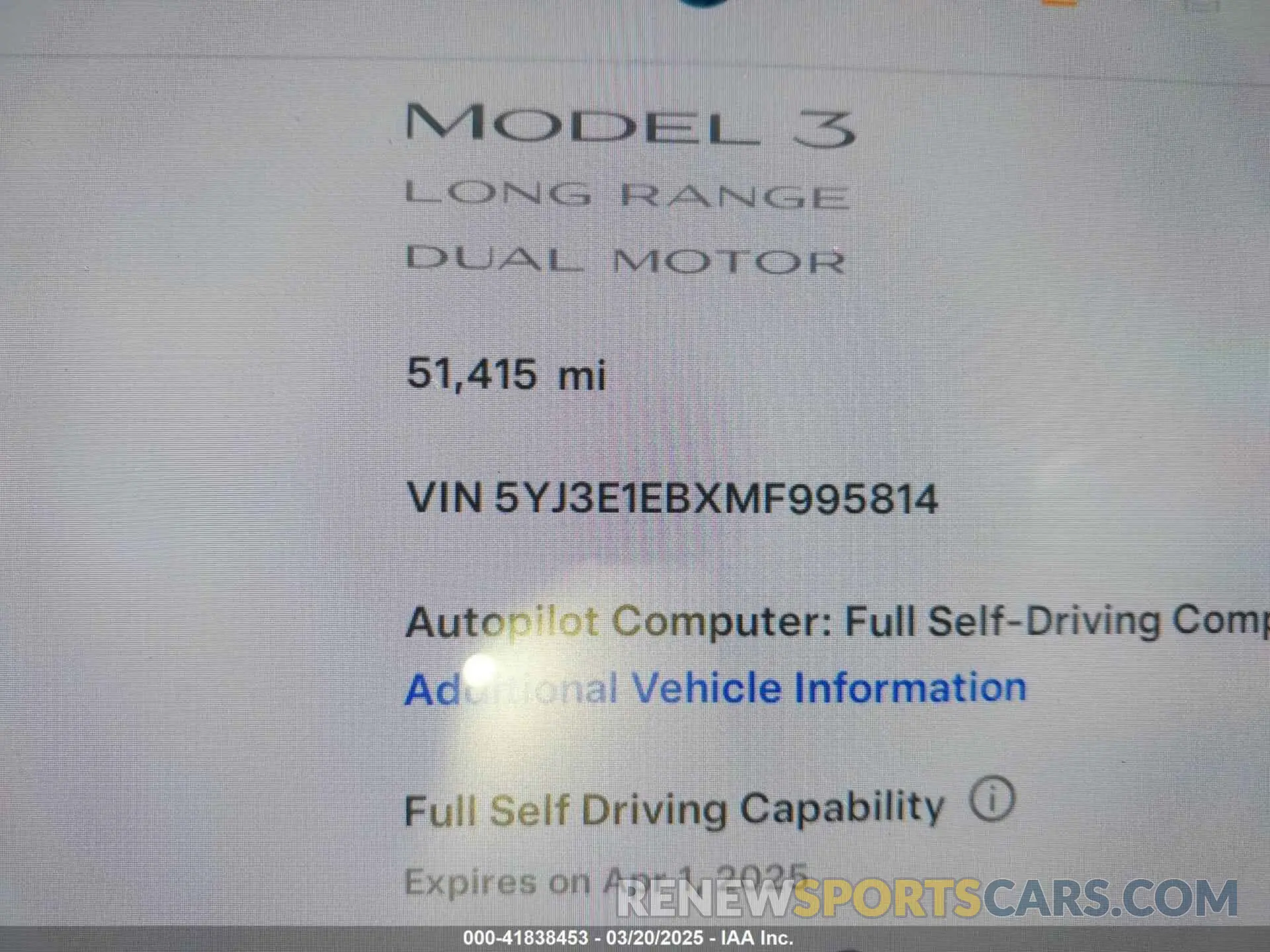 16 Фотография поврежденного автомобиля 5YJ3E1EBXMF995814 TESLA MODEL 3 2021