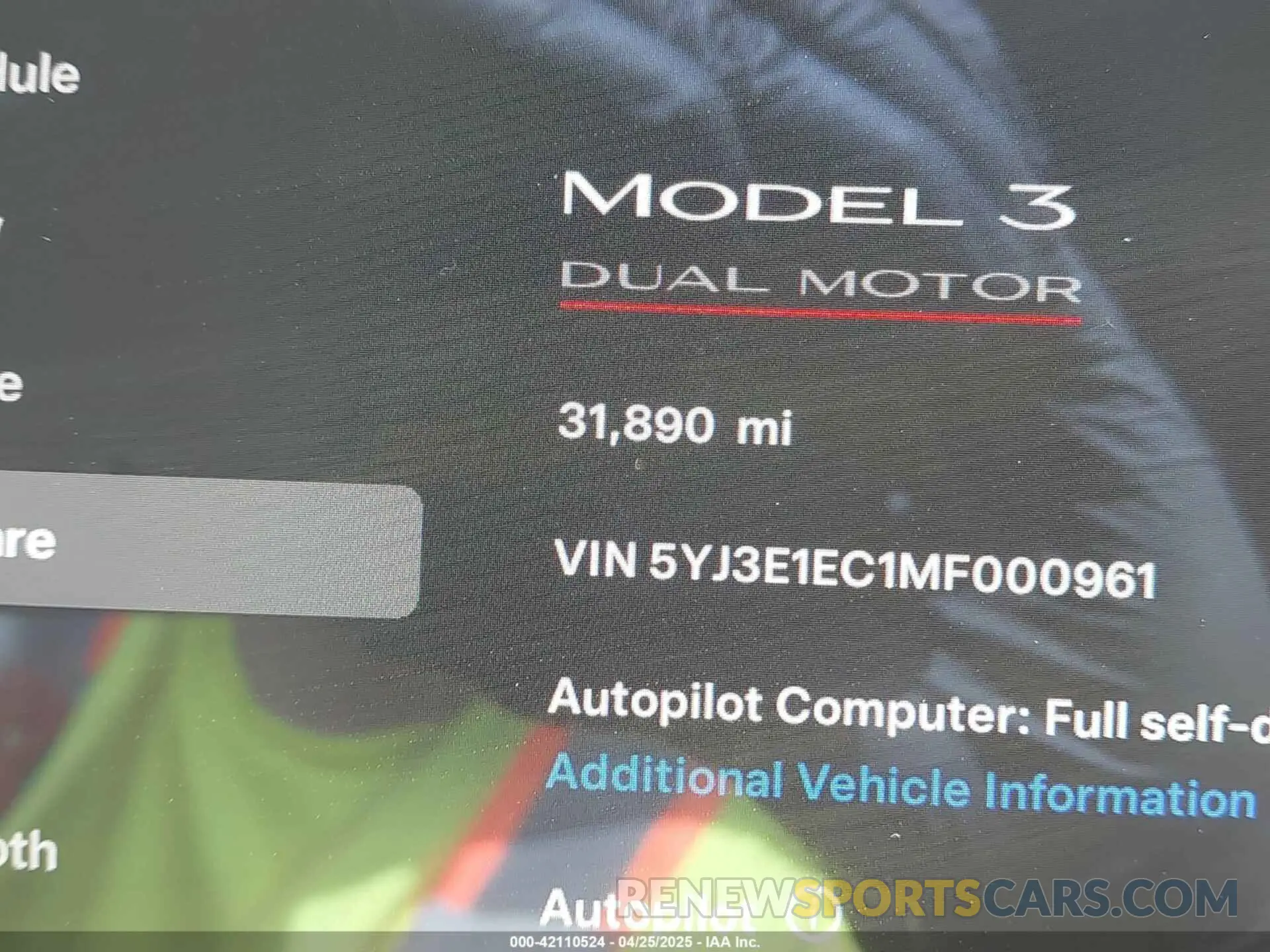 15 Фотография поврежденного автомобиля 5YJ3E1EC1MF000961 TESLA MODEL 3 2021
