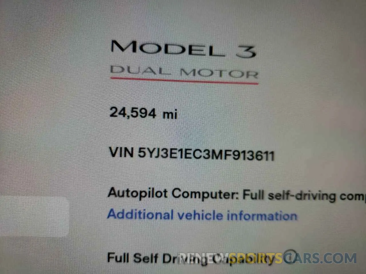 8 Photograph of a damaged car 5YJ3E1EC3MF913611 TESLA MODEL 3 2021