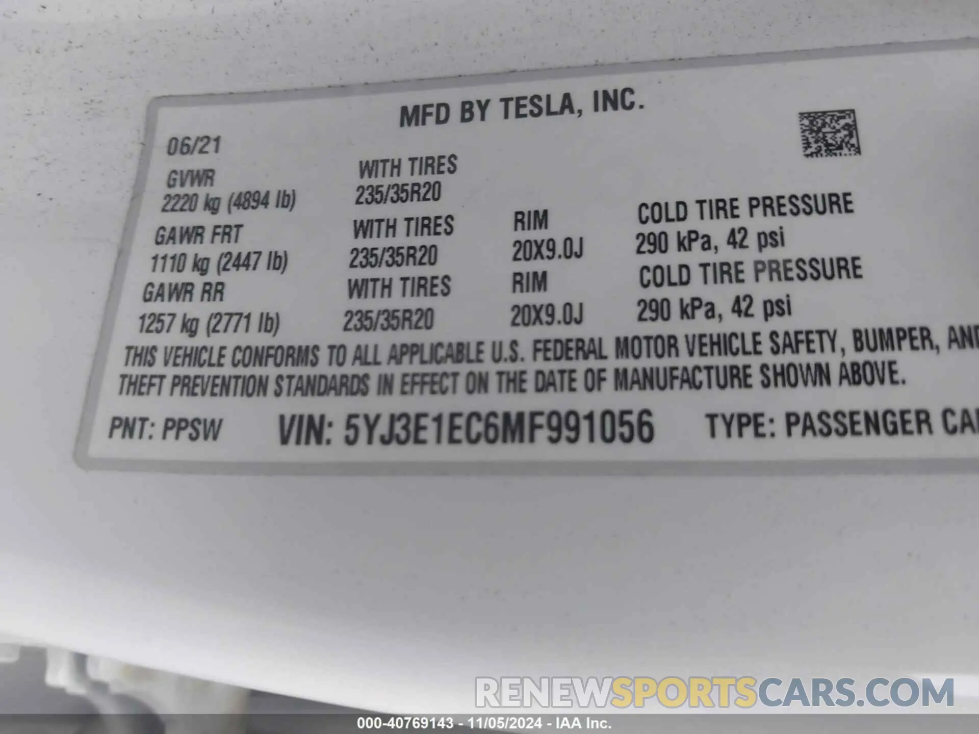 9 Photograph of a damaged car 5YJ3E1EC6MF991056 TESLA MODEL 3 2021