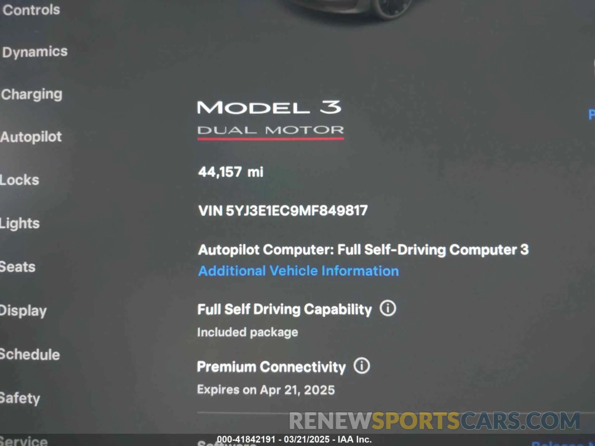 9 Фотография поврежденного автомобиля 5YJ3E1EC9MF849817 TESLA MODEL 3 2021