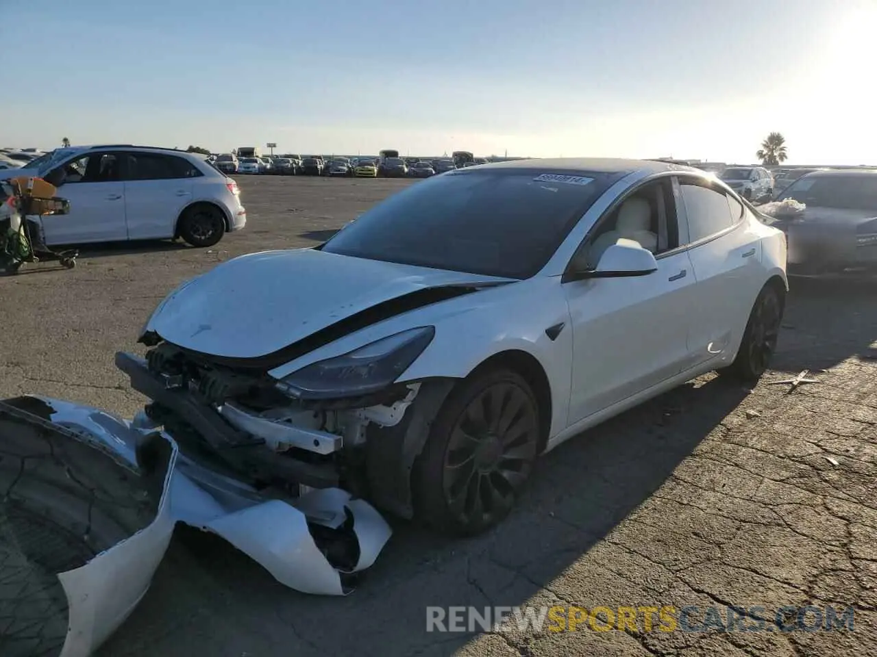 1 Photograph of a damaged car 5YJ3E1EC9MF875334 TESLA MODEL 3 2021
