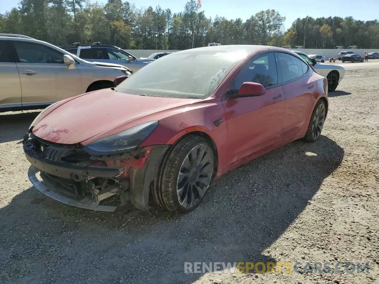 1 Photograph of a damaged car 5YJ3E1ECXMF049494 TESLA MODEL 3 2021