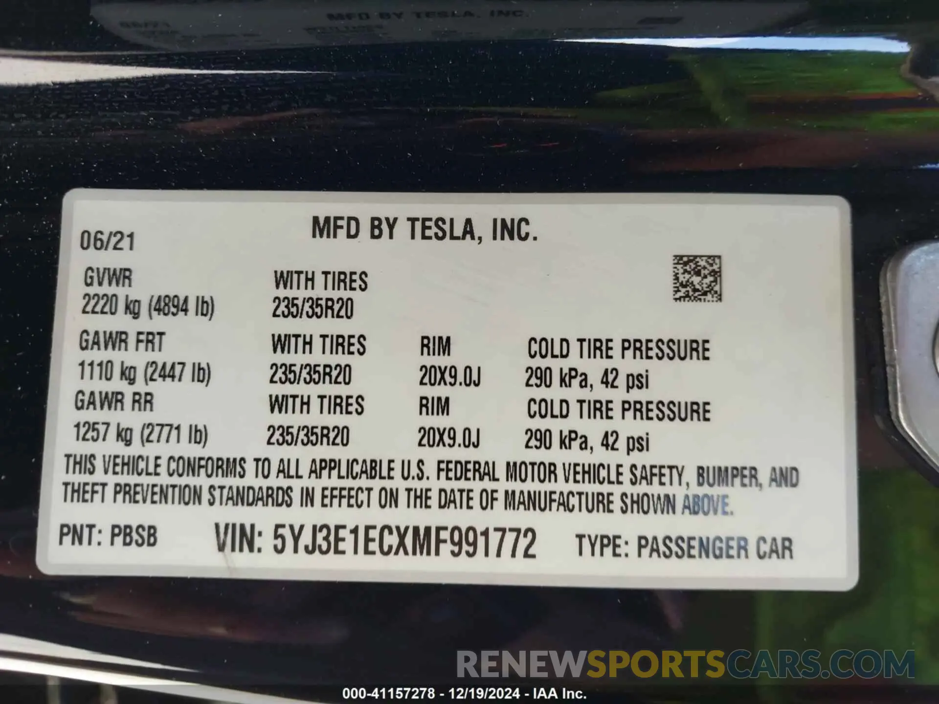 9 Photograph of a damaged car 5YJ3E1ECXMF991772 TESLA MODEL 3 2021