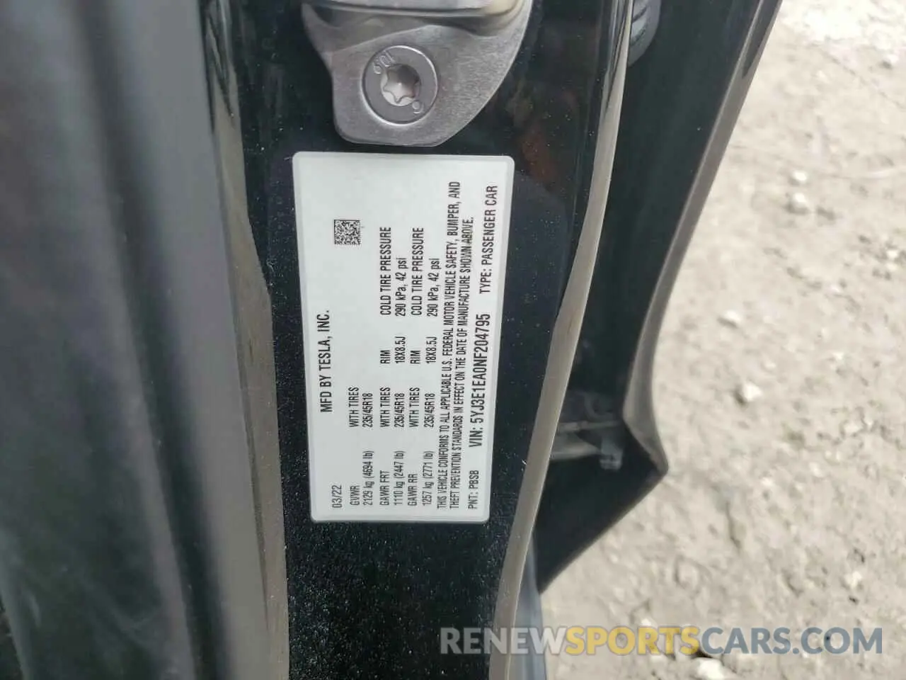 13 Фотография поврежденного автомобиля 5YJ3E1EA0NF204795 TESLA MODEL 3 2022