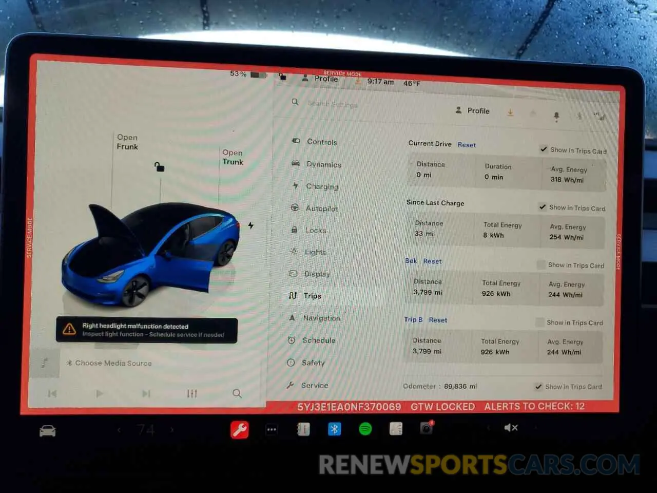 9 Photograph of a damaged car 5YJ3E1EA0NF370069 TESLA MODEL 3 2022