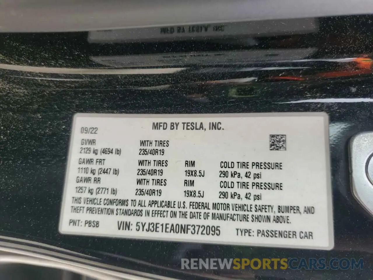12 Фотография поврежденного автомобиля 5YJ3E1EA0NF372095 TESLA MODEL 3 2022