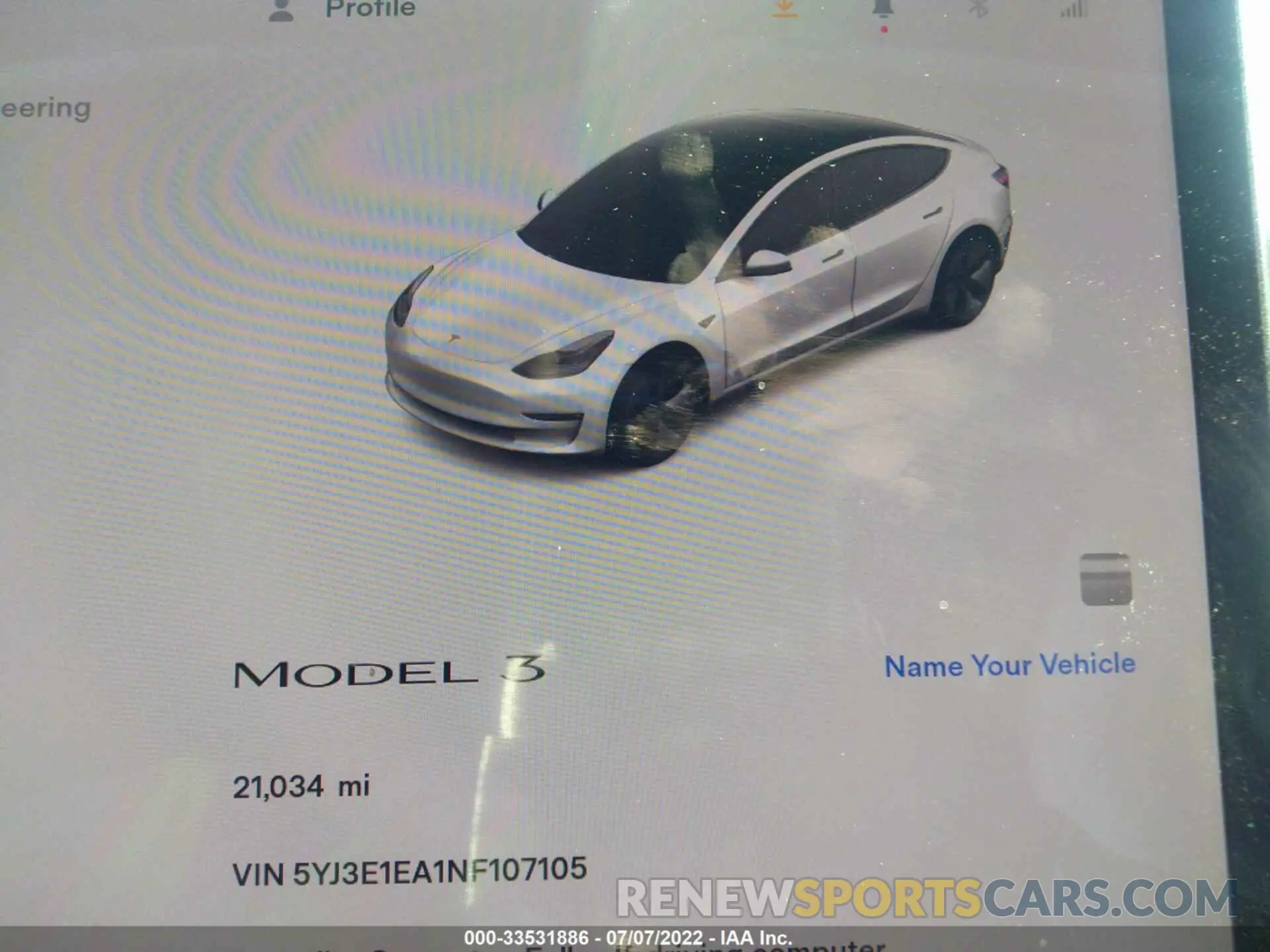 7 Photograph of a damaged car 5YJ3E1EA1NF107105 TESLA MODEL 3 2022