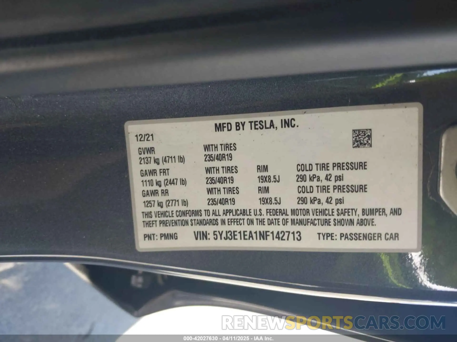 9 Фотография поврежденного автомобиля 5YJ3E1EA1NF142713 TESLA MODEL 3 2022