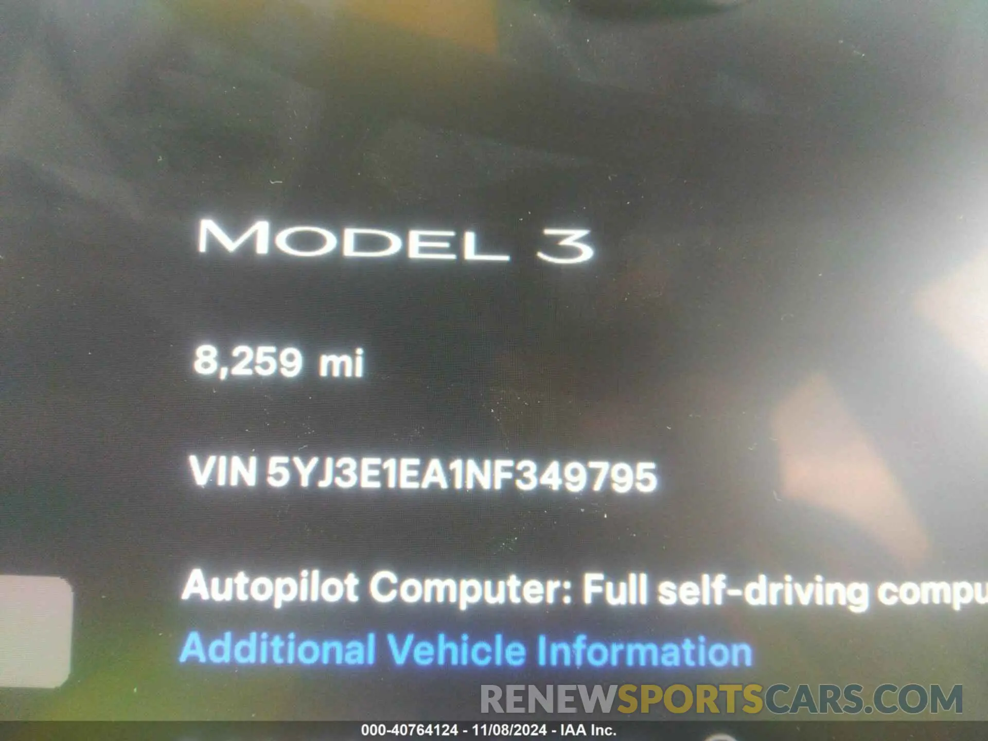 15 Photograph of a damaged car 5YJ3E1EA1NF349795 TESLA MODEL 3 2022