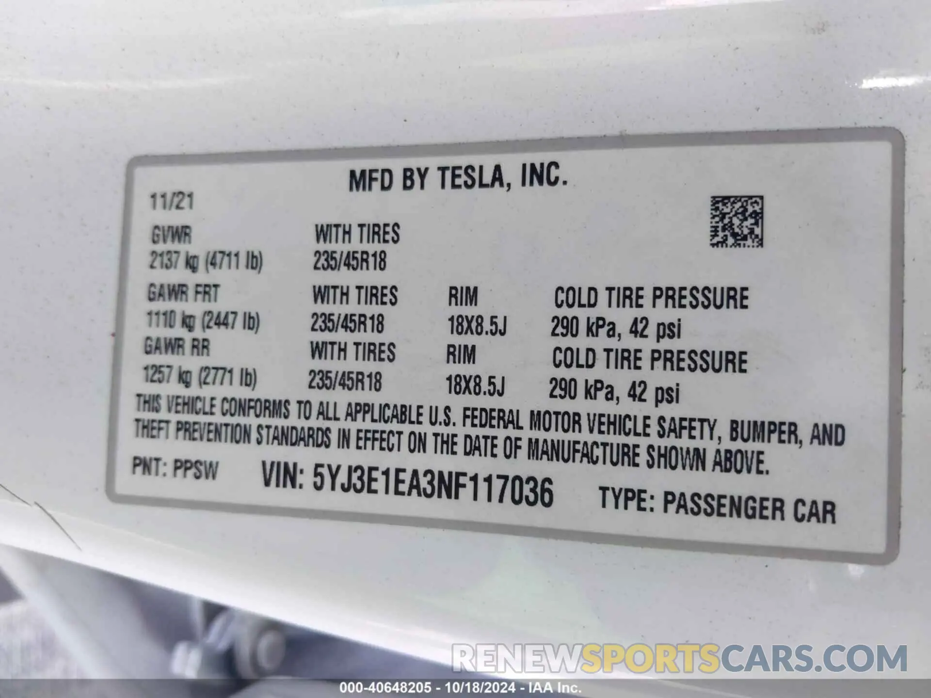 9 Photograph of a damaged car 5YJ3E1EA3NF117036 TESLA MODEL 3 2022