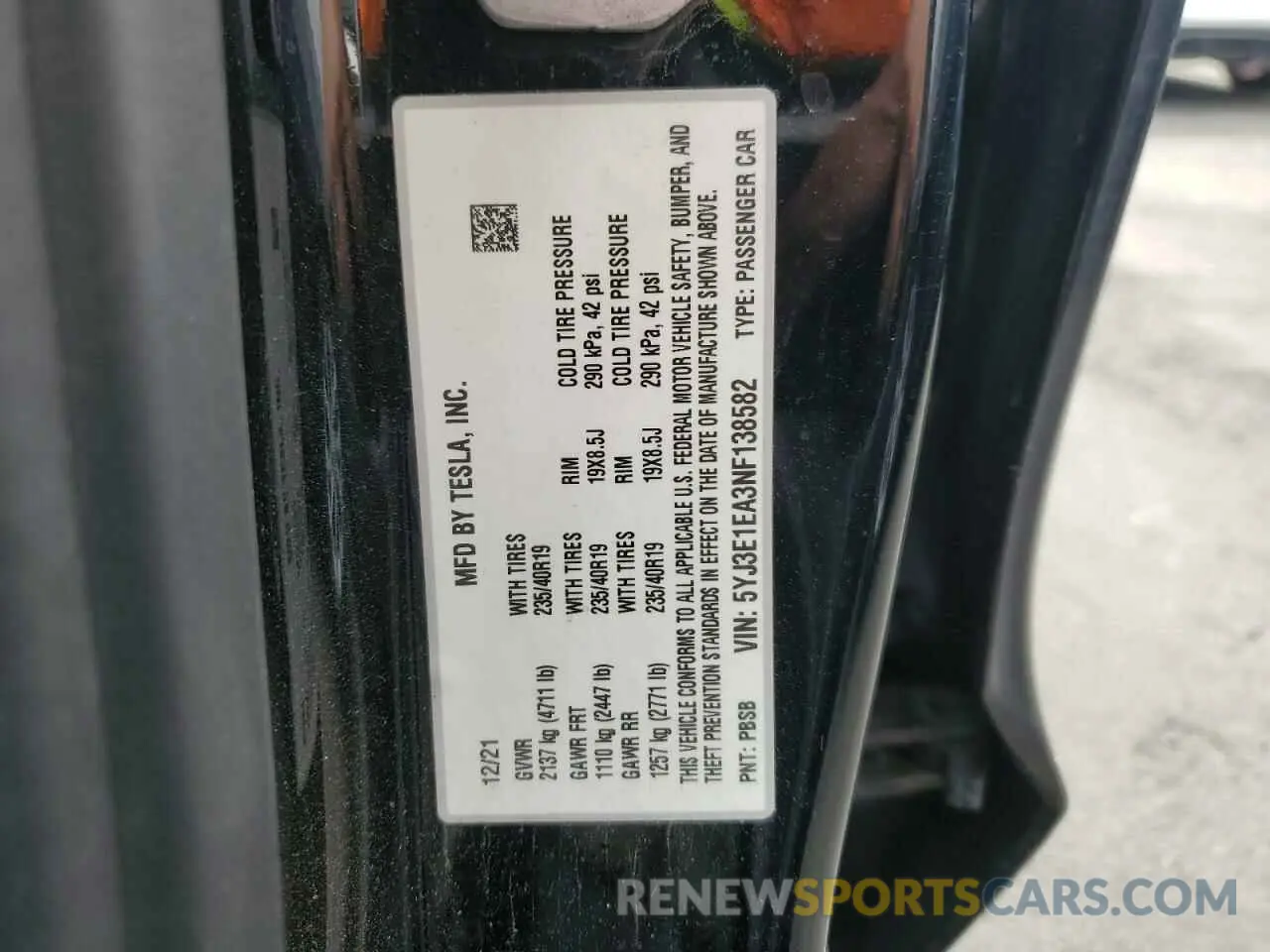 13 Фотография поврежденного автомобиля 5YJ3E1EA3NF138582 TESLA MODEL 3 2022