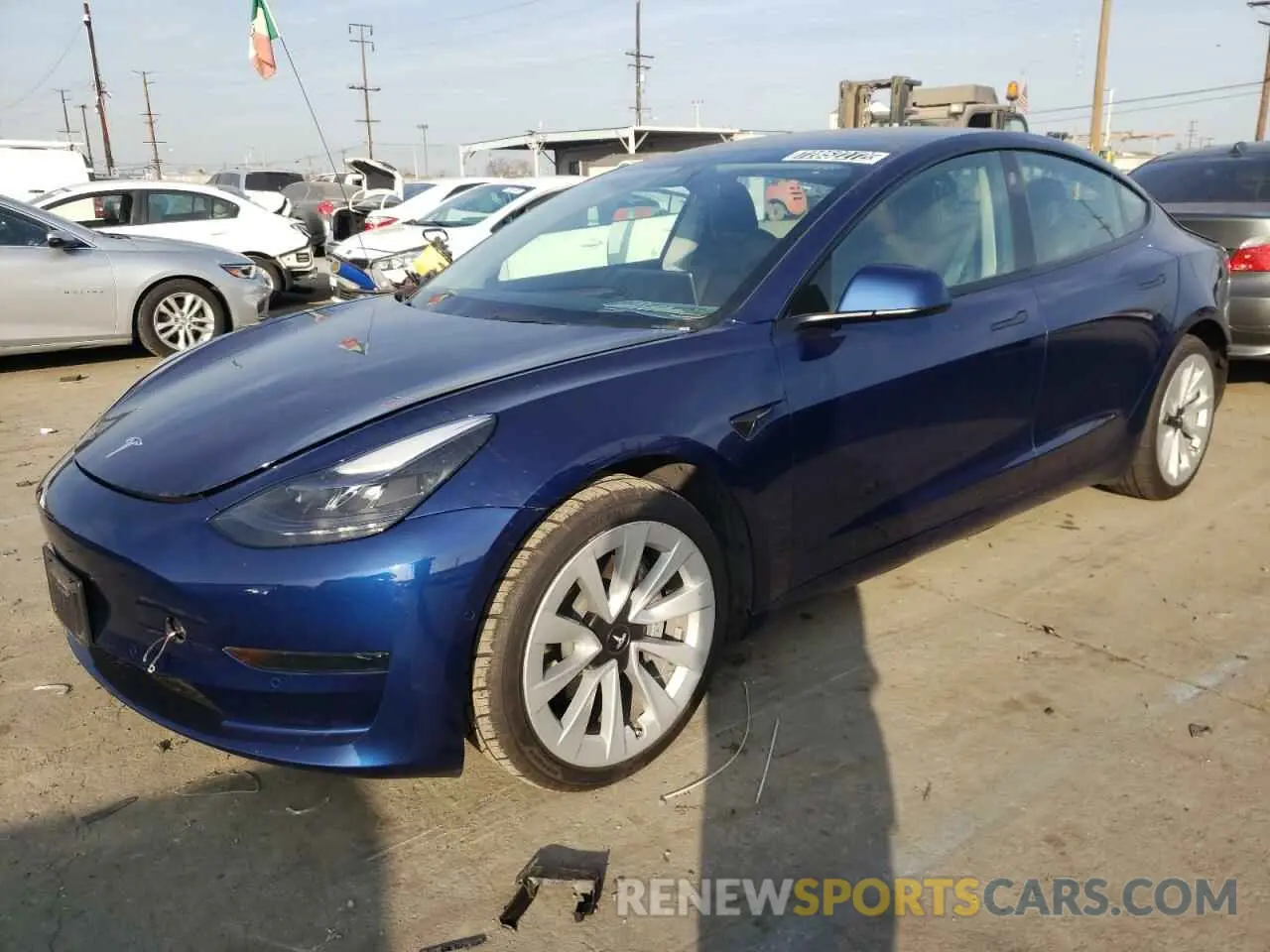 1 Photograph of a damaged car 5YJ3E1EA3NF145662 TESLA MODEL 3 2022