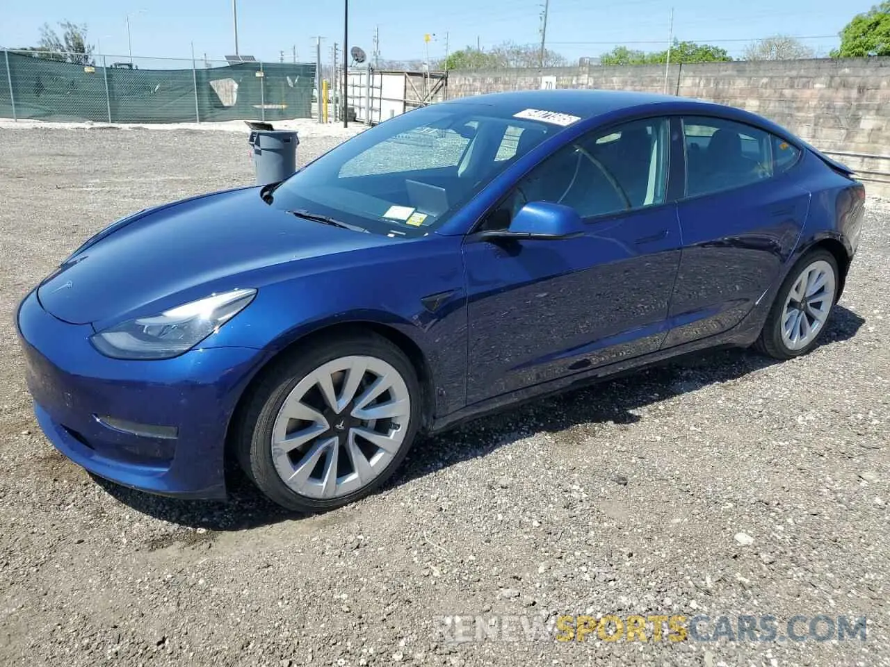 1 Photograph of a damaged car 5YJ3E1EA3NF370115 TESLA MODEL 3 2022