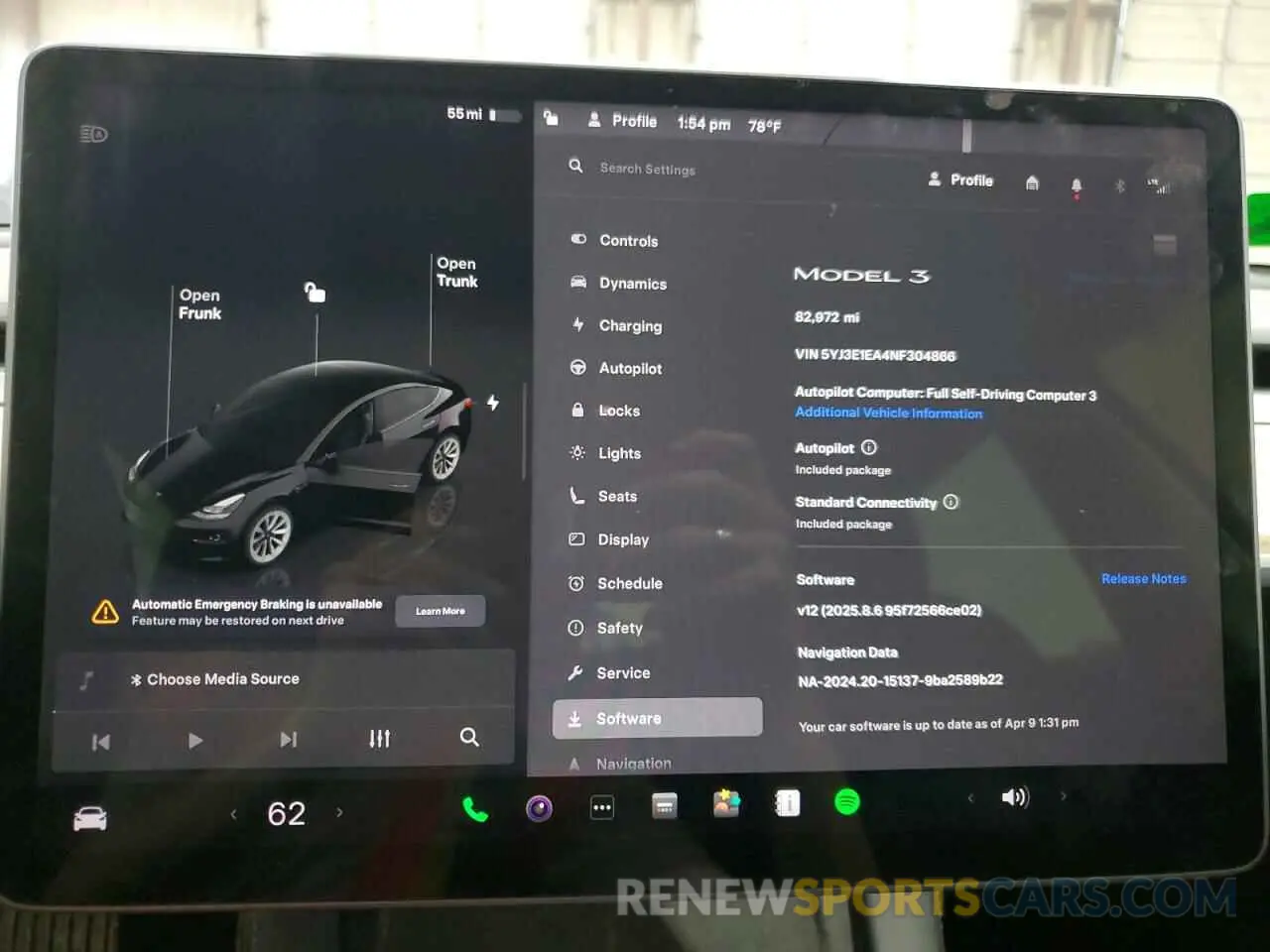 9 Фотография поврежденного автомобиля 5YJ3E1EA4NF304866 TESLA MODEL 3 2022