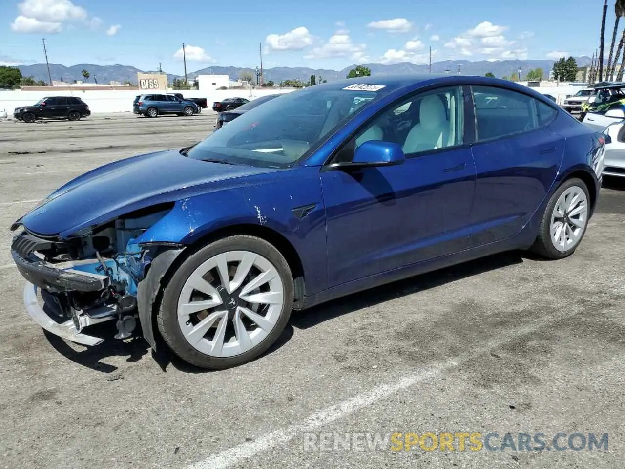 1 Photograph of a damaged car 5YJ3E1EA4NF361410 TESLA MODEL 3 2022