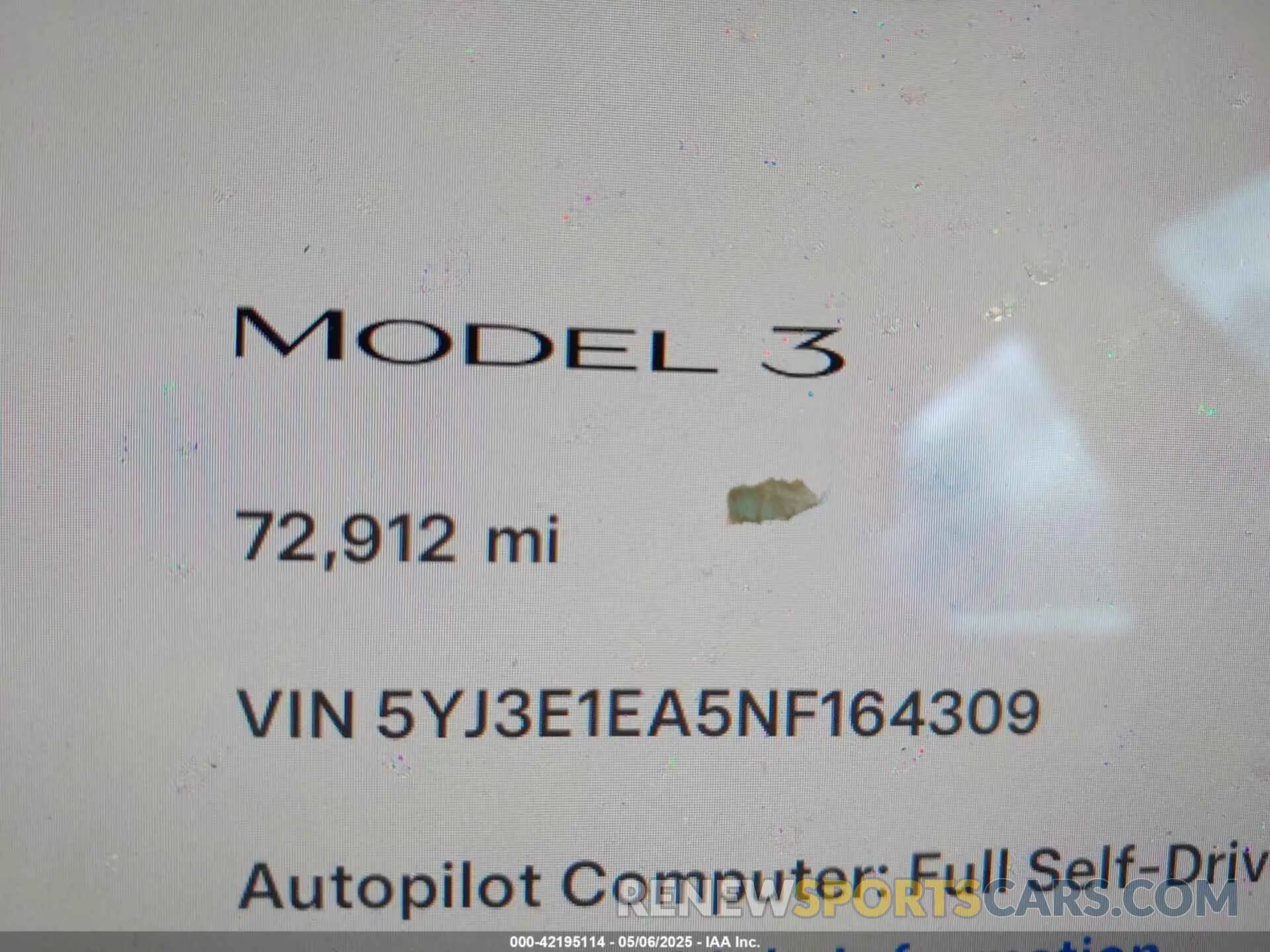 14 Фотография поврежденного автомобиля 5YJ3E1EA5NF164309 TESLA MODEL 3 2022