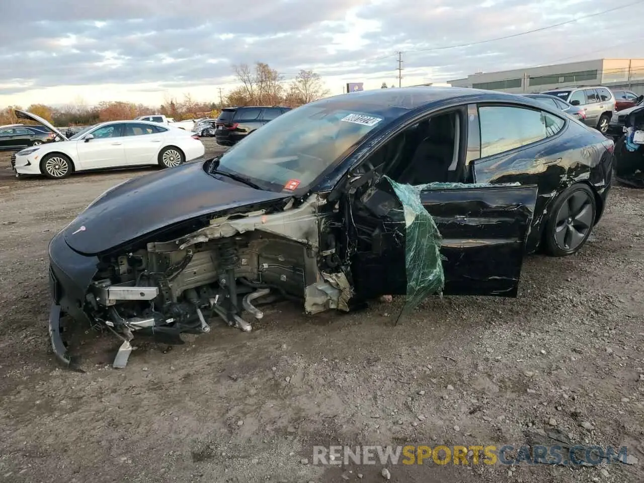 1 Photograph of a damaged car 5YJ3E1EA7NF186716 TESLA MODEL 3 2022