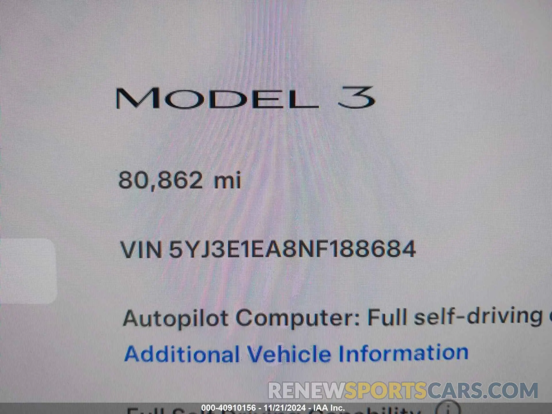 16 Фотография поврежденного автомобиля 5YJ3E1EA8NF188684 TESLA MODEL 3 2022