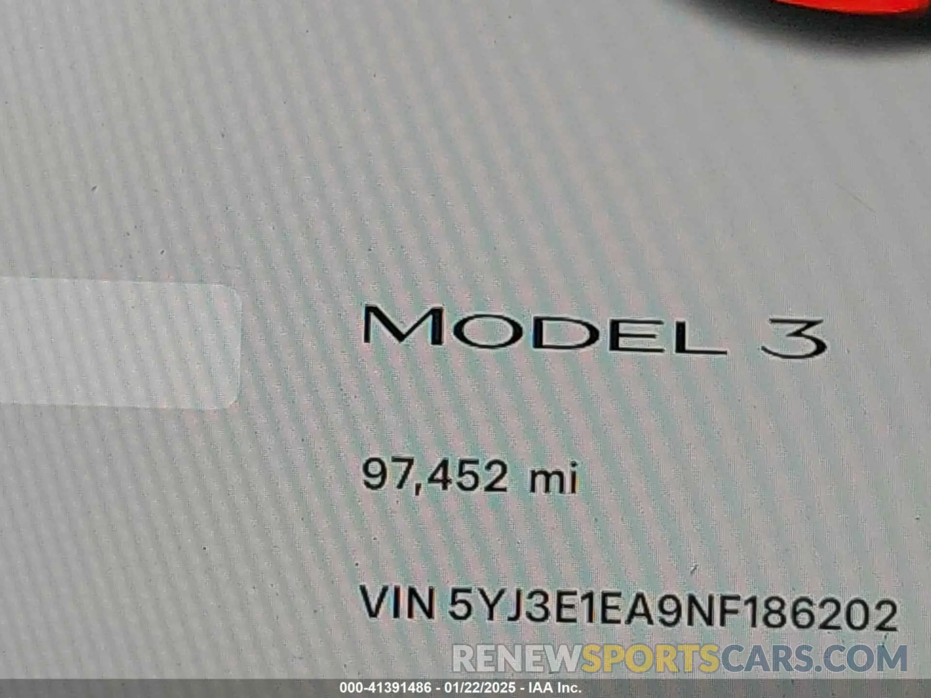 7 Photograph of a damaged car 5YJ3E1EA9NF186202 TESLA MODEL 3 2022