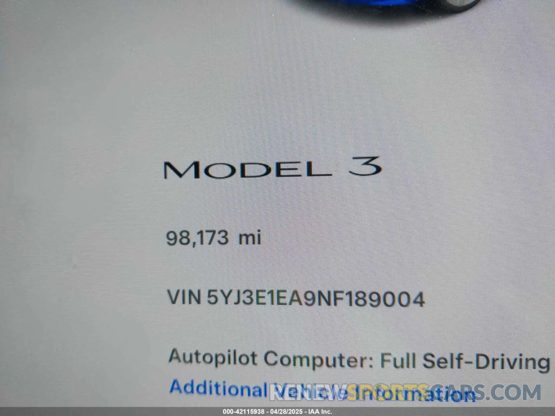 14 Photograph of a damaged car 5YJ3E1EA9NF189004 TESLA MODEL 3 2022