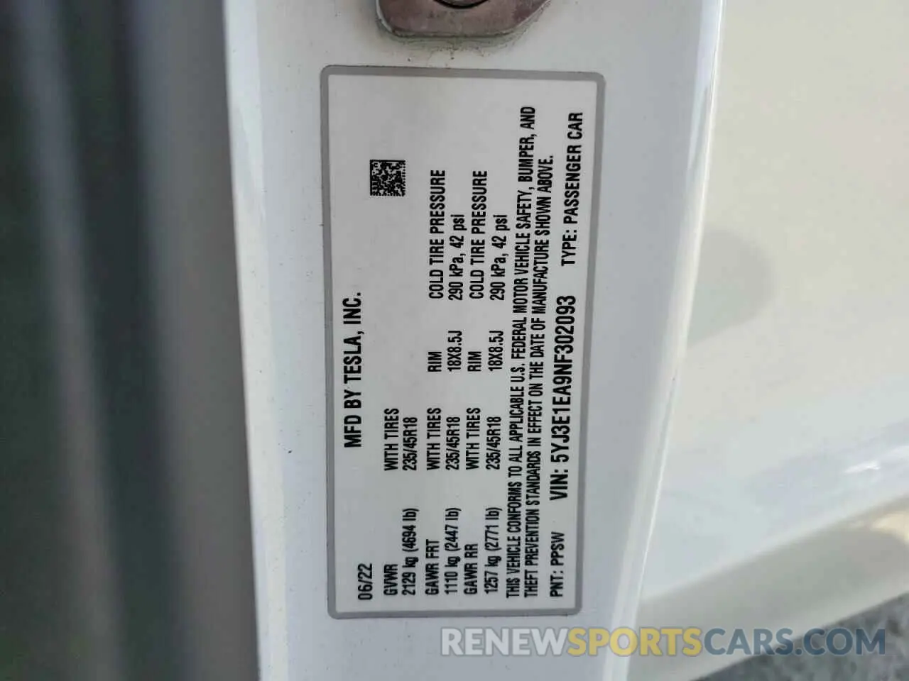 13 Photograph of a damaged car 5YJ3E1EA9NF302093 TESLA MODEL 3 2022