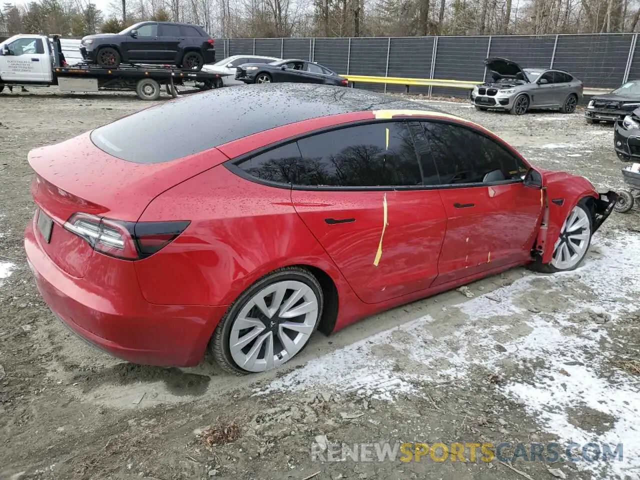 3 Photograph of a damaged car 5YJ3E1EAXNF184894 TESLA MODEL 3 2022