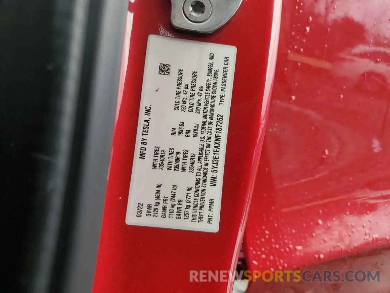 13 Photograph of a damaged car 5YJ3E1EAXNF187262 TESLA MODEL 3 2022