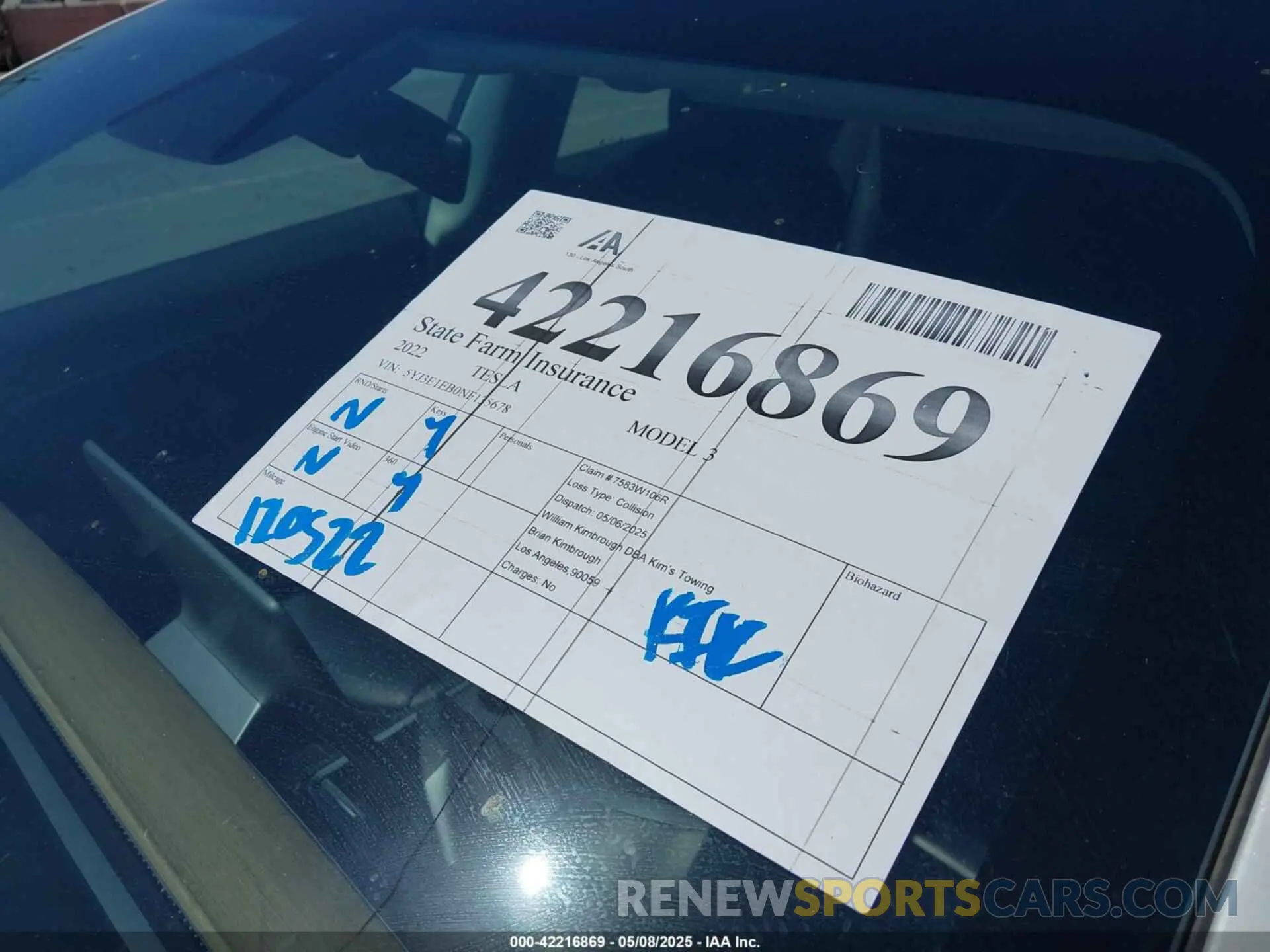 20 Photograph of a damaged car 5YJ3E1EB0NF135678 TESLA MODEL 3 2022