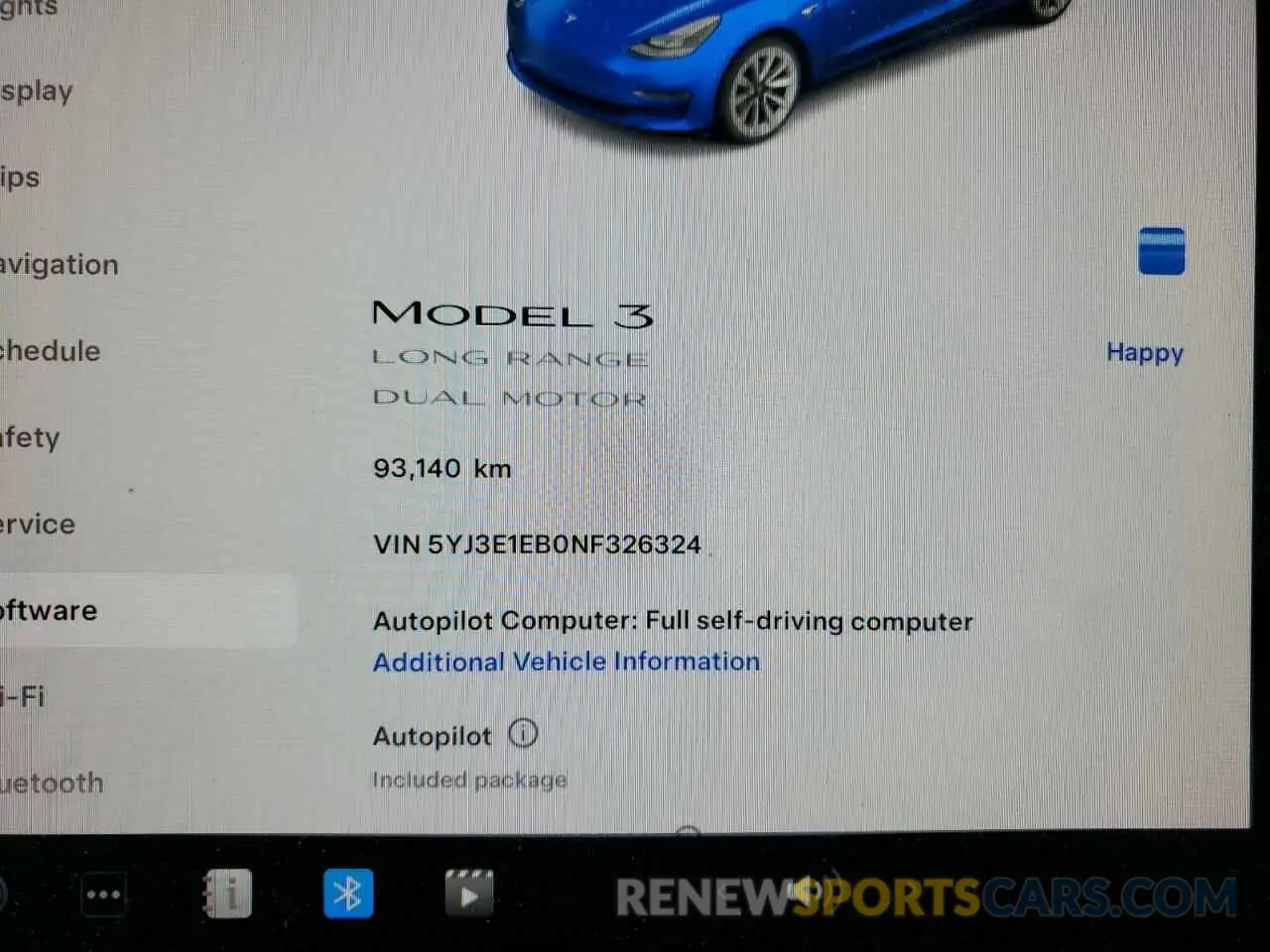 9 Фотография поврежденного автомобиля 5YJ3E1EB0NF326324 TESLA MODEL 3 2022