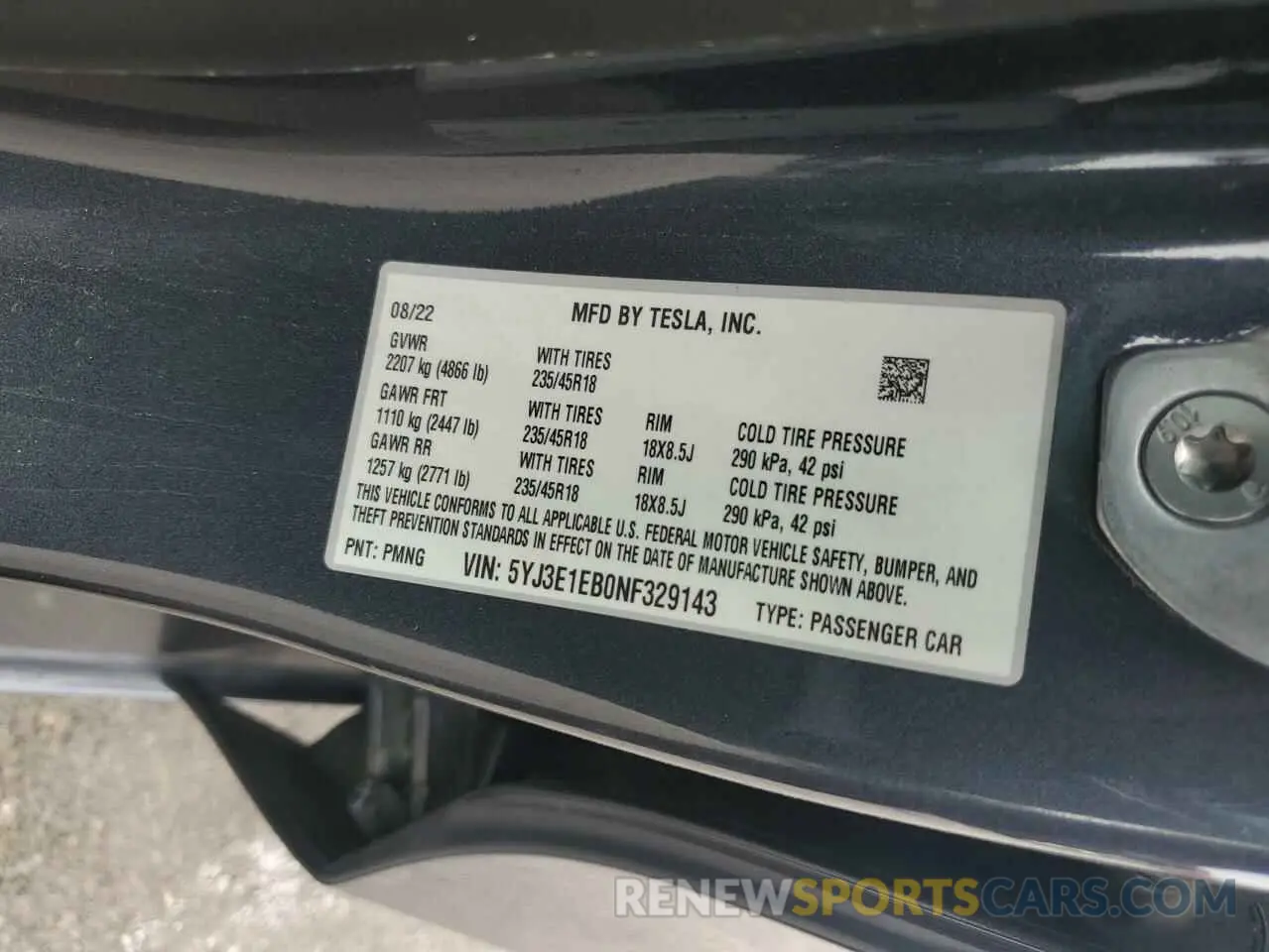 14 Photograph of a damaged car 5YJ3E1EB0NF329143 TESLA MODEL 3 2022