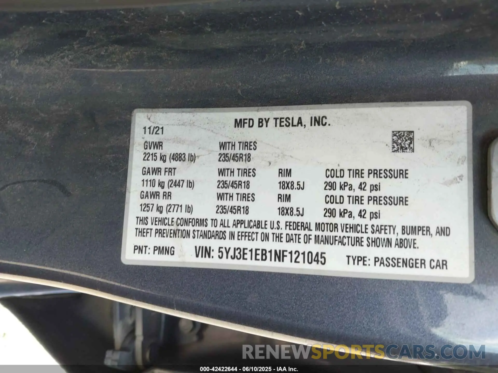 9 Фотография поврежденного автомобиля 5YJ3E1EB1NF121045 TESLA MODEL 3 2022