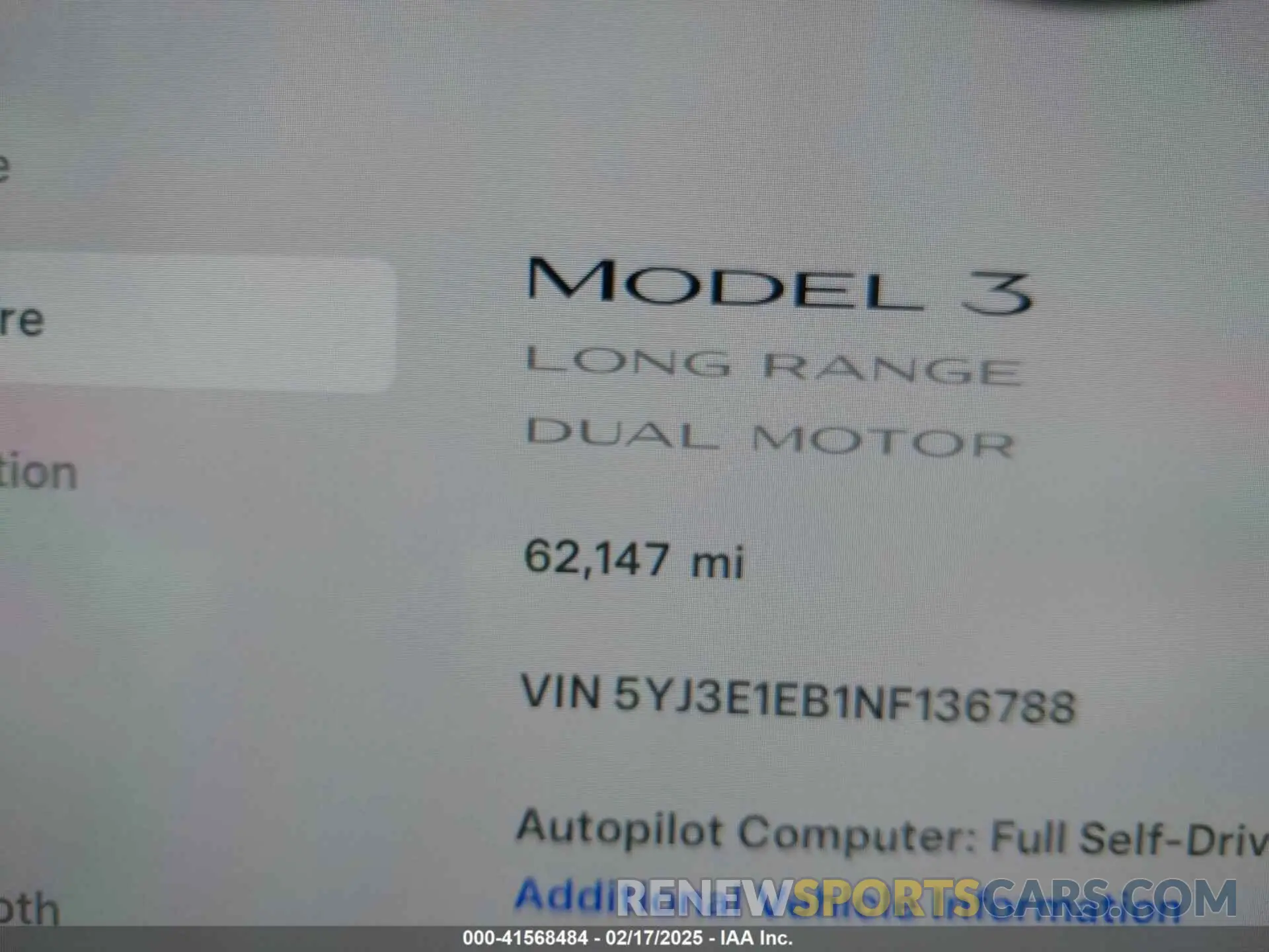 15 Фотография поврежденного автомобиля 5YJ3E1EB1NF136788 TESLA MODEL 3 2022