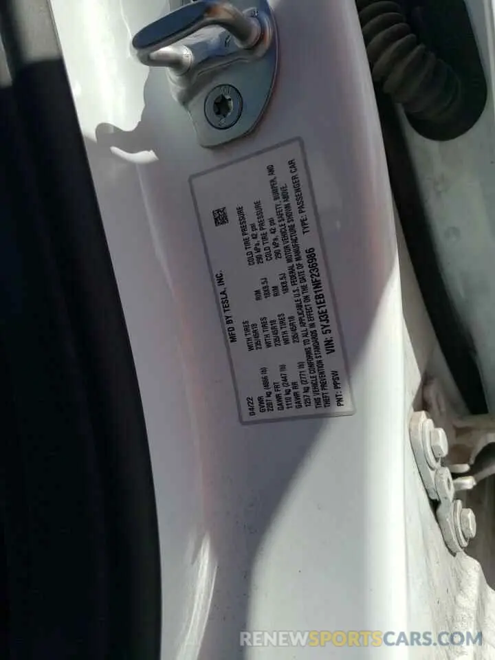 14 Фотография поврежденного автомобиля 5YJ3E1EB1NF236986 TESLA MODEL 3 2022