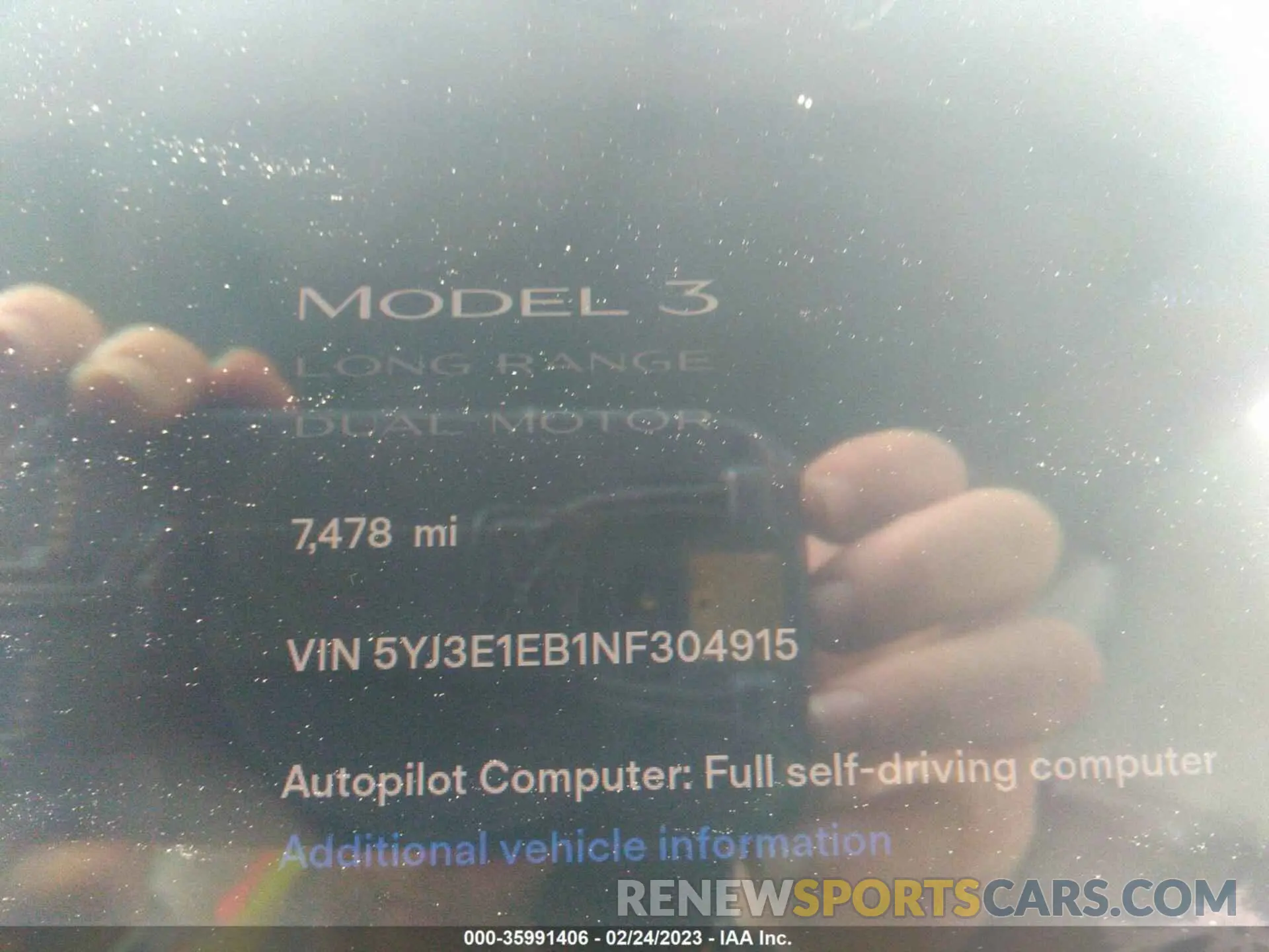7 Фотография поврежденного автомобиля 5YJ3E1EB1NF304915 TESLA MODEL 3 2022