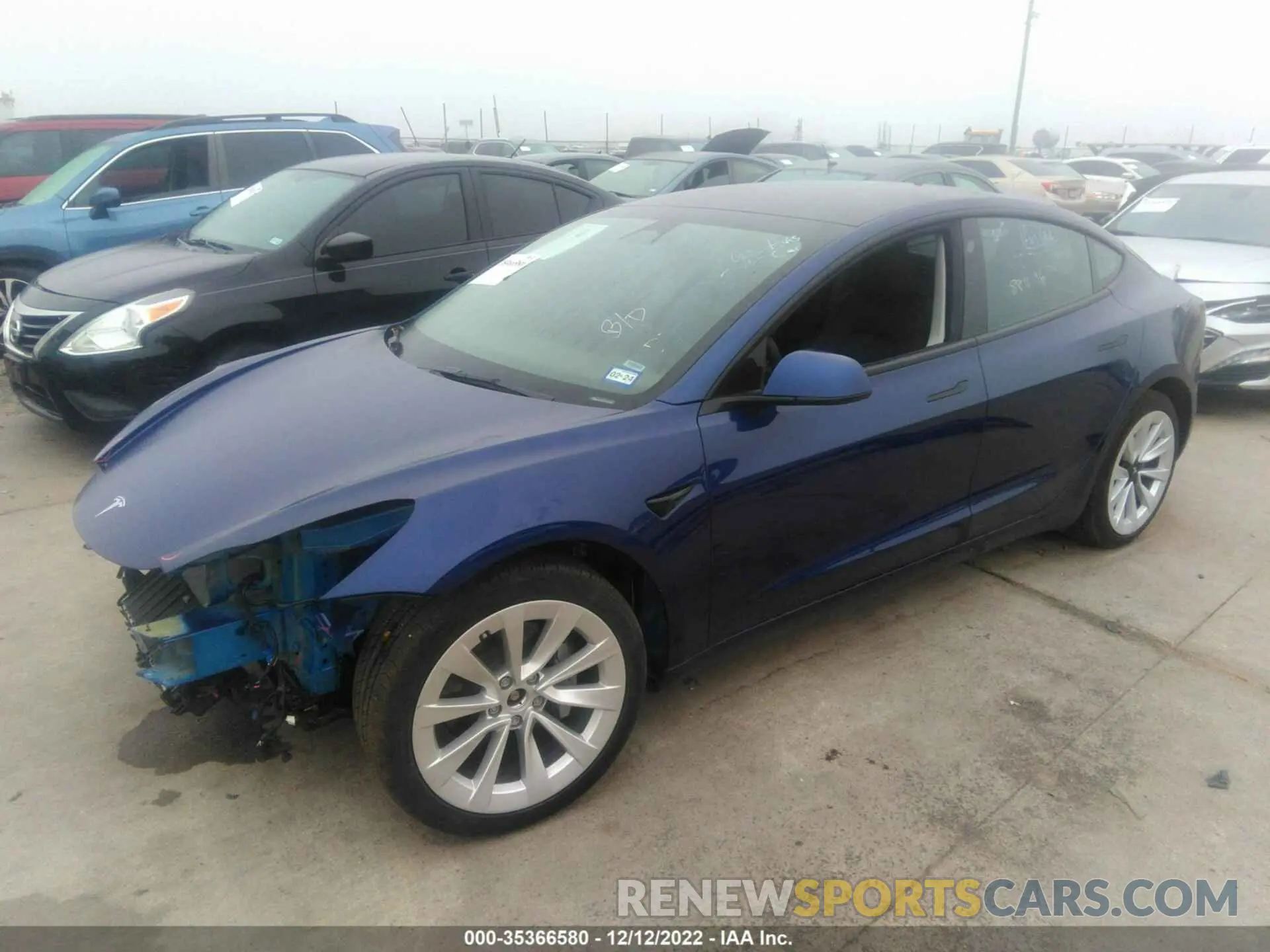 2 Photograph of a damaged car 5YJ3E1EB2NF183277 TESLA MODEL 3 2022