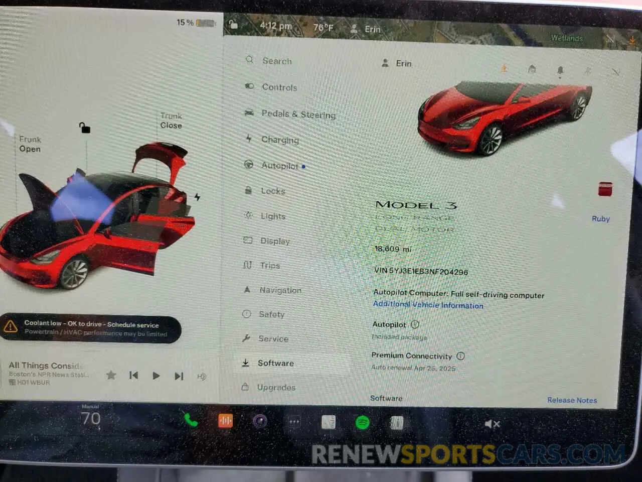 9 Фотография поврежденного автомобиля 5YJ3E1EB3NF204296 TESLA MODEL 3 2022