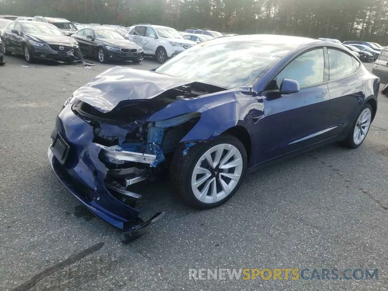 2 Photograph of a damaged car 5YJ3E1EB3NF287647 TESLA MODEL 3 2022