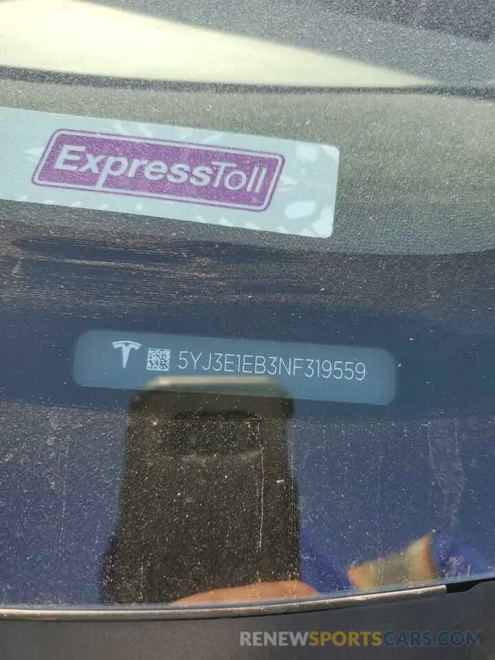 13 Photograph of a damaged car 5YJ3E1EB3NF319559 TESLA MODEL 3 2022