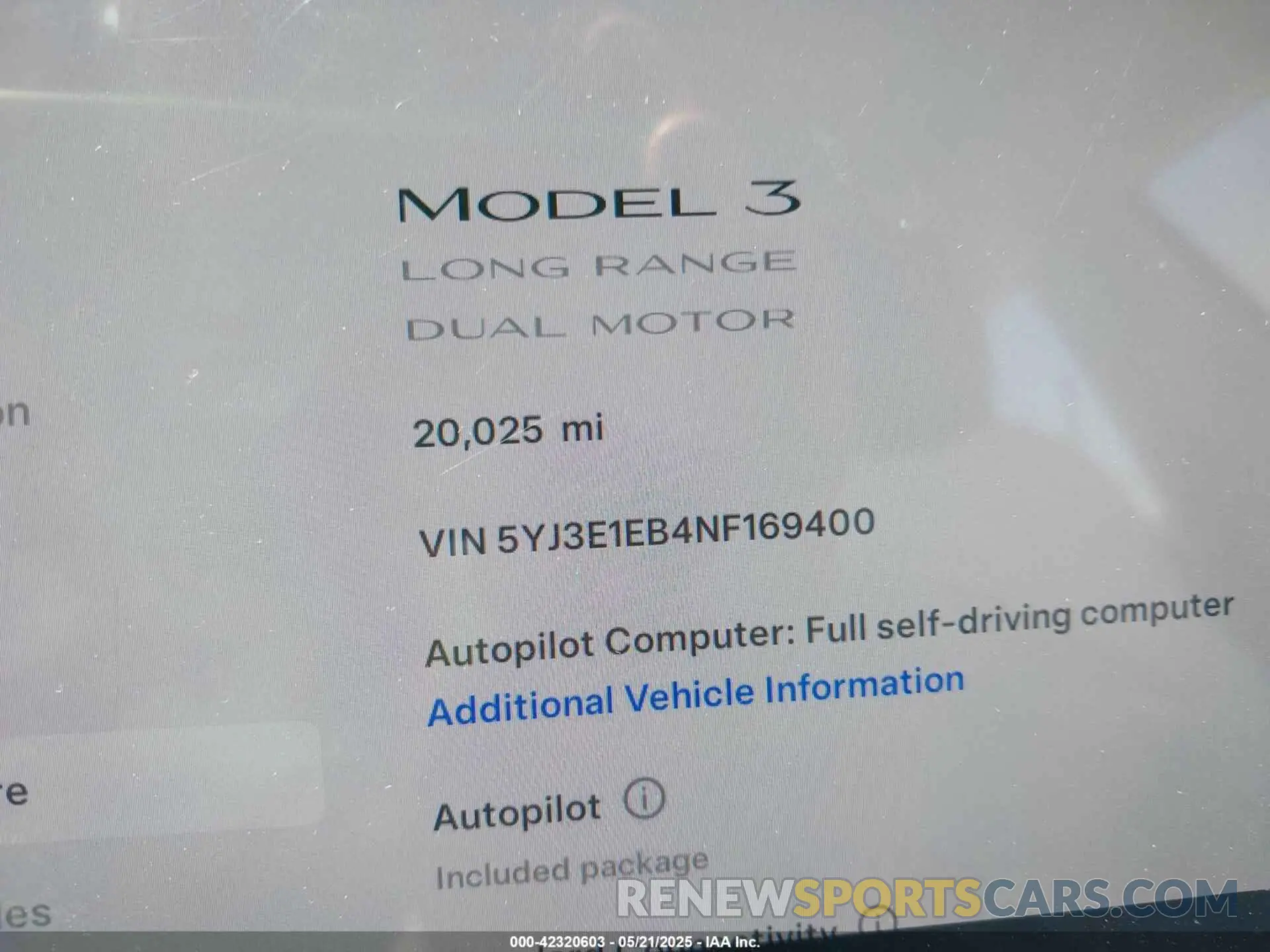15 Photograph of a damaged car 5YJ3E1EB4NF169400 TESLA MODEL 3 2022