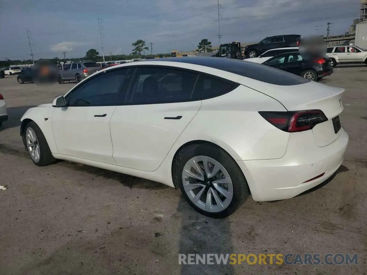 2 Photograph of a damaged car 5YJ3E1EB4NF238716 TESLA MODEL 3 2022