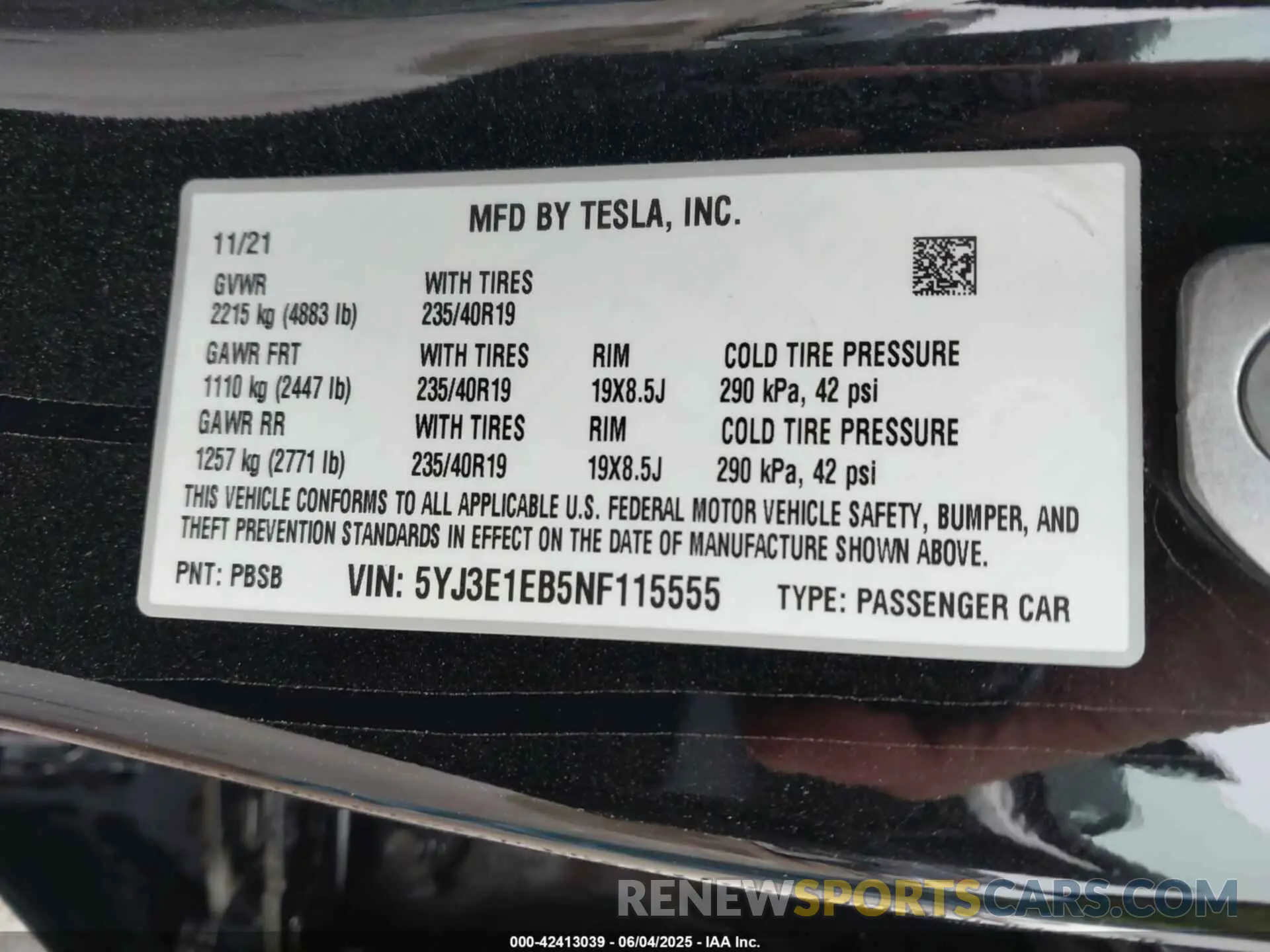 9 Фотография поврежденного автомобиля 5YJ3E1EB5NF115555 TESLA MODEL 3 2022