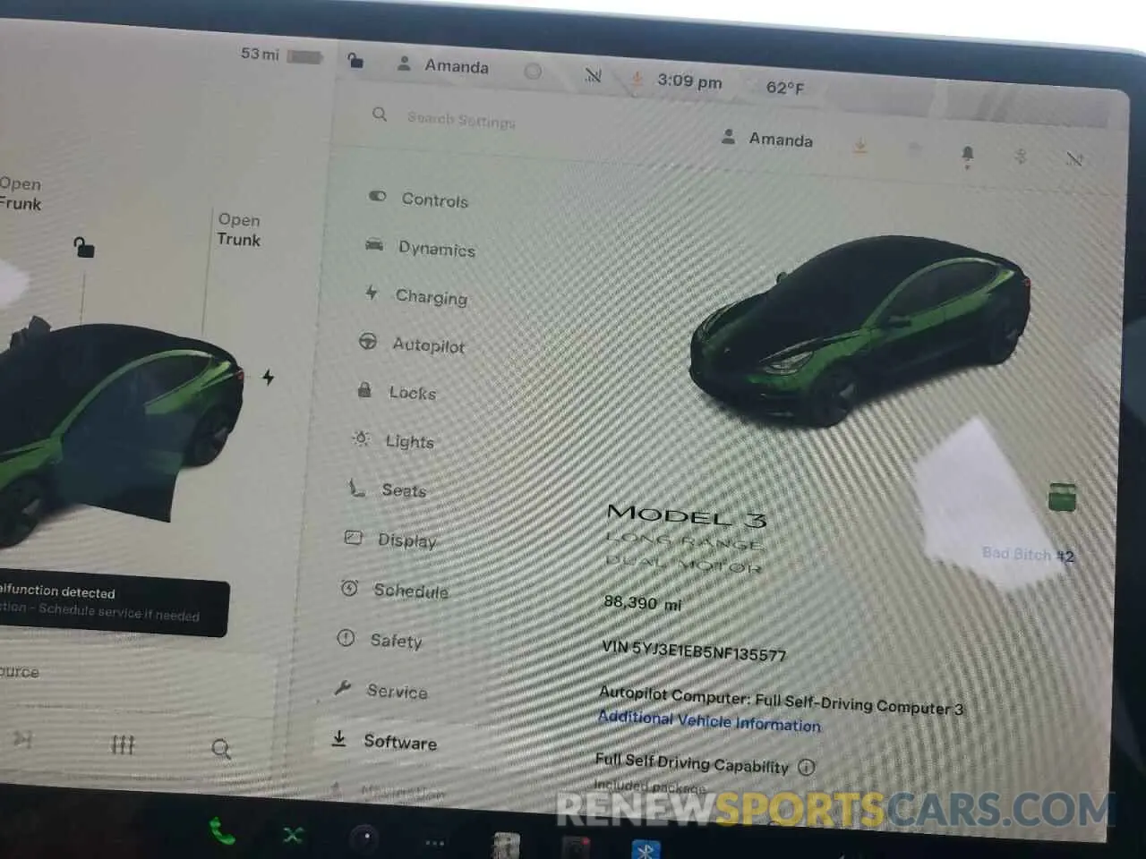 9 Фотография поврежденного автомобиля 5YJ3E1EB5NF135577 TESLA MODEL 3 2022