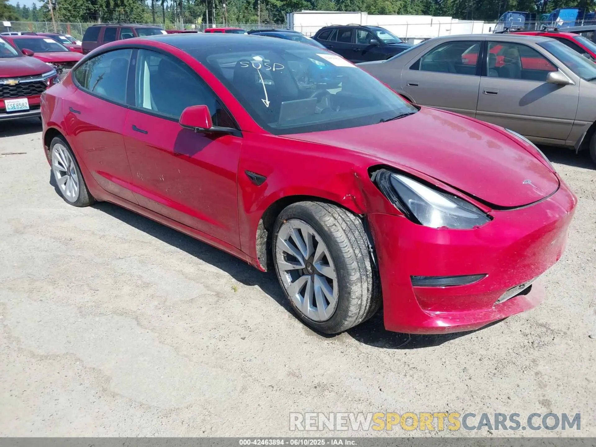 1 Photograph of a damaged car 5YJ3E1EB5NF174606 TESLA MODEL 3 2022