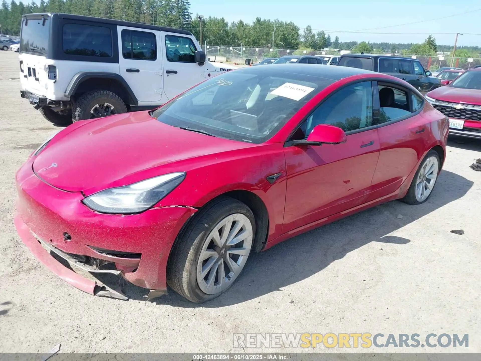 2 Photograph of a damaged car 5YJ3E1EB5NF174606 TESLA MODEL 3 2022