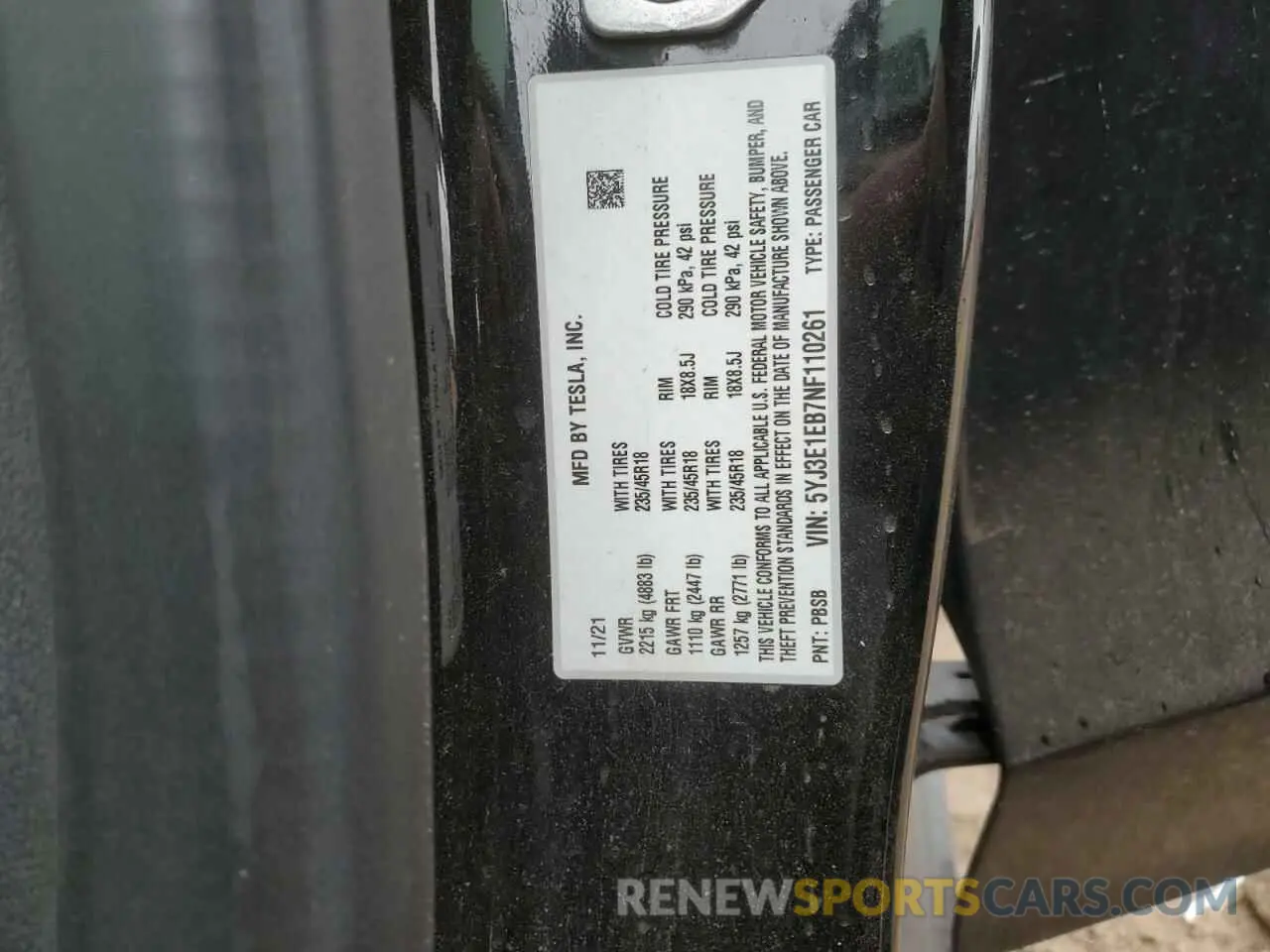 14 Фотография поврежденного автомобиля 5YJ3E1EB7NF110261 TESLA MODEL 3 2022