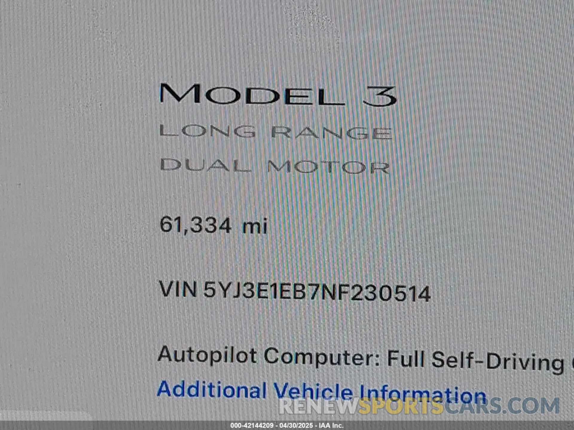 15 Фотография поврежденного автомобиля 5YJ3E1EB7NF230514 TESLA MODEL 3 2022