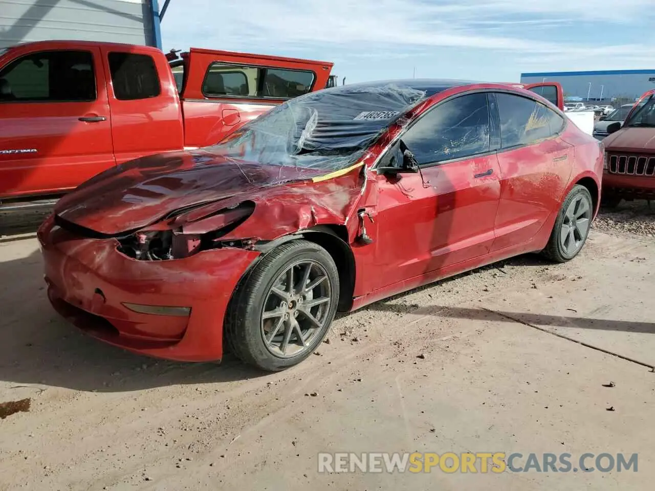 1 Photograph of a damaged car 5YJ3E1EB7NF265487 TESLA MODEL 3 2022